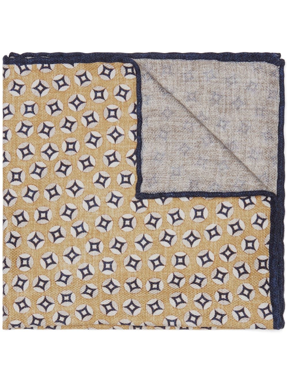 Brunello Cucinelli geometric-pattern silk pocket scarf Beige