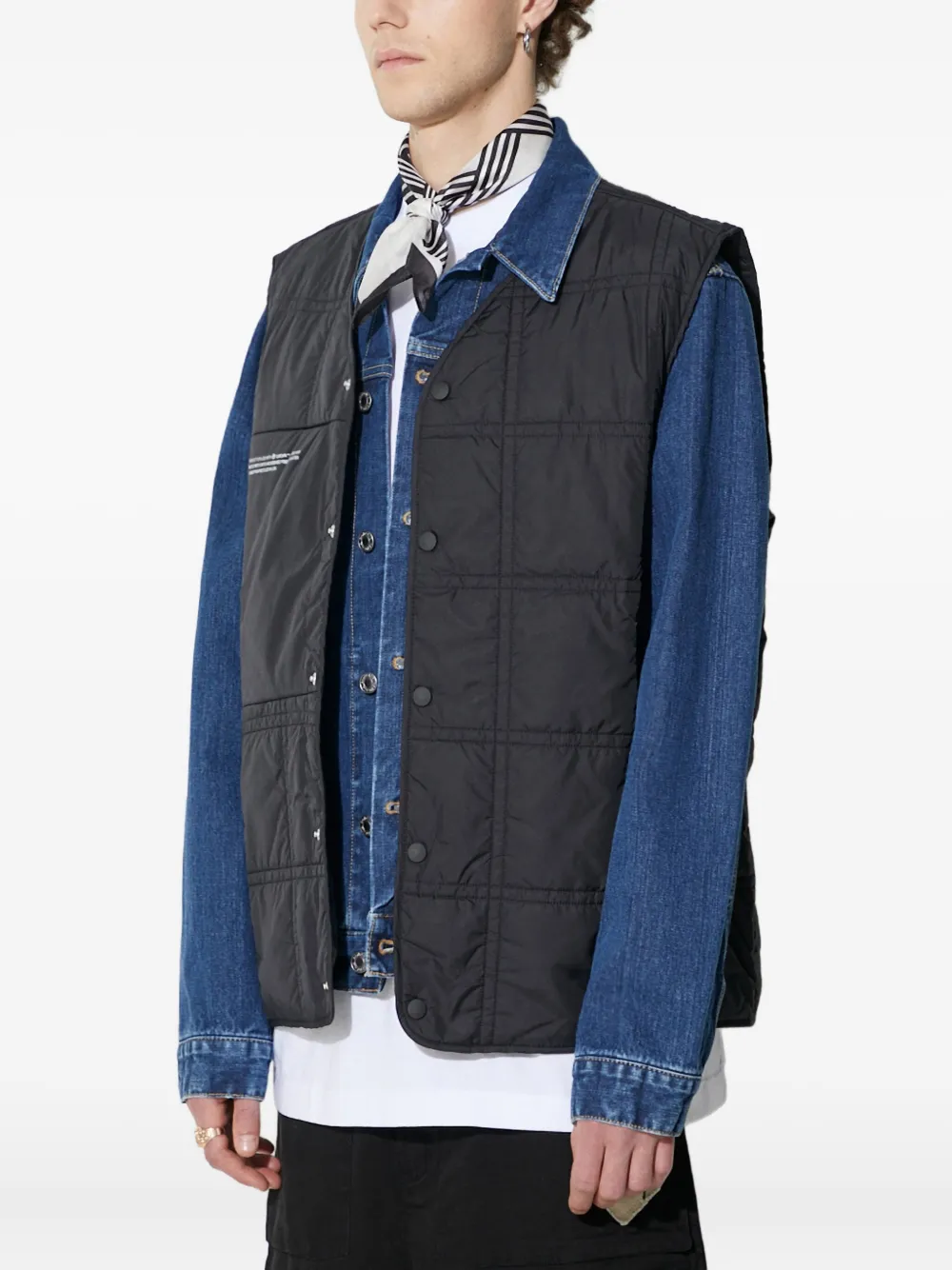 Pangaia Bodywarmer met gewatteerd patroon Zwart