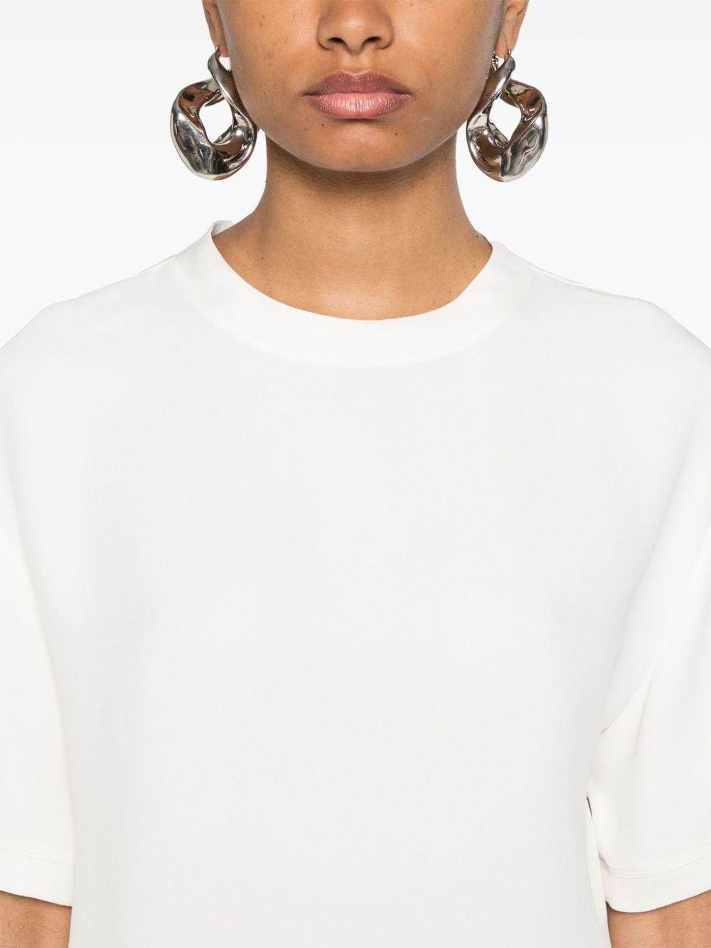 Shop Valentino Crew-neck Silk T-shirt In Neutrals