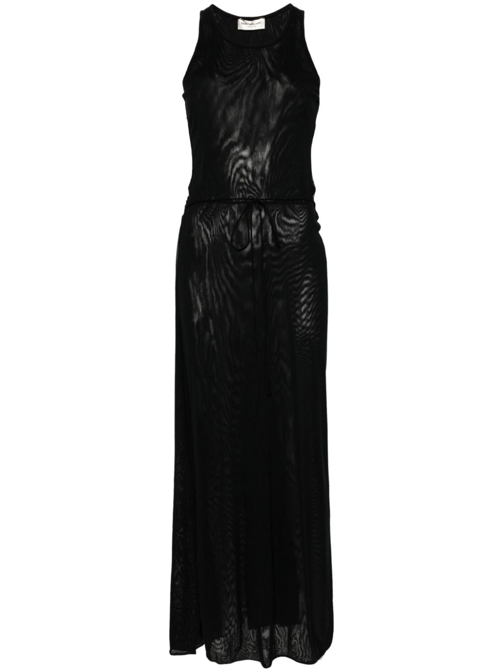 Saint Laurent Tulle Wrap Maxi Dress In Black
