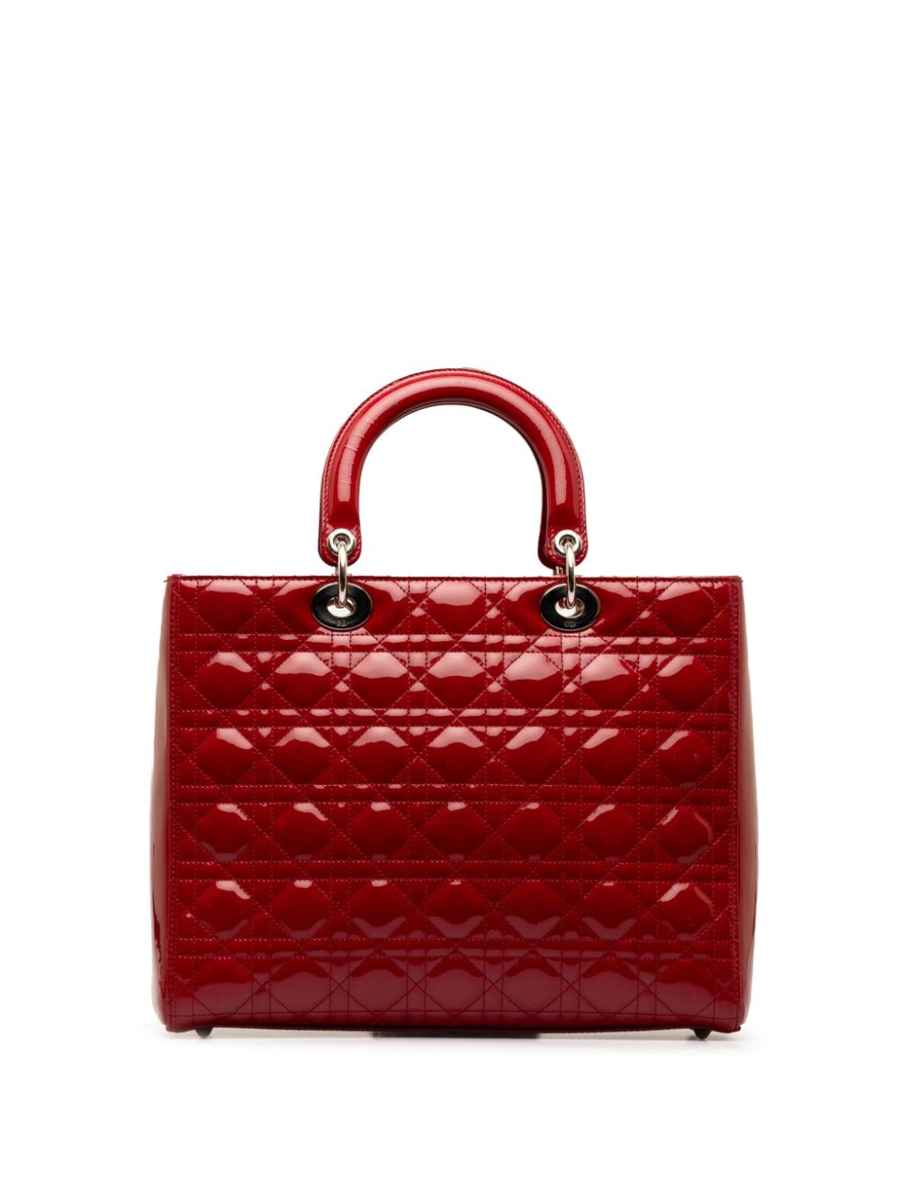 Pre-owned Dior 2012 Large Patent Cannage Lady  Satchel In Red
