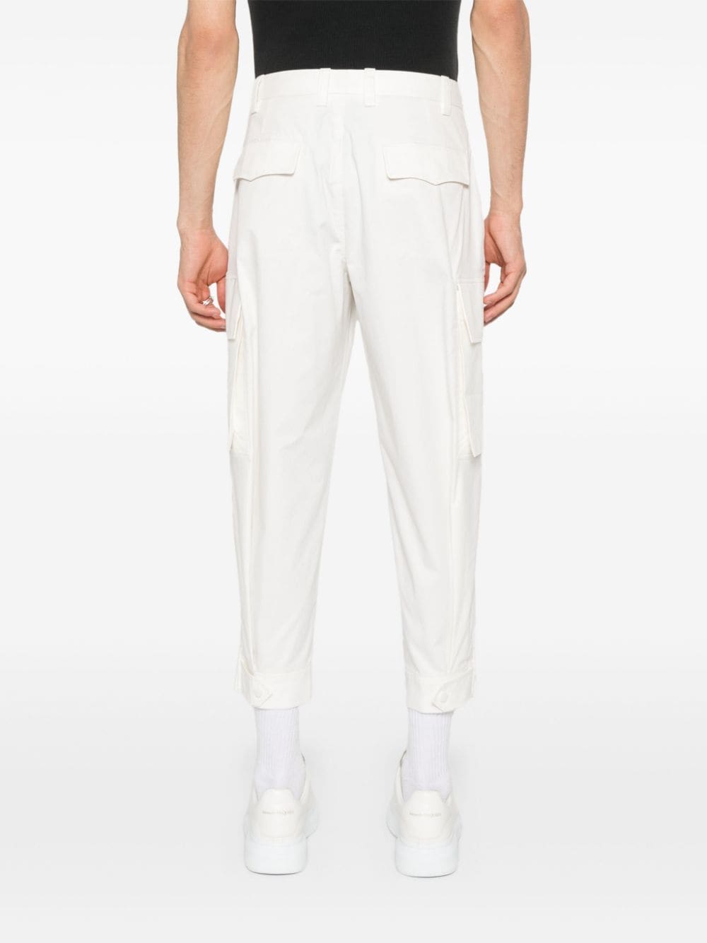 Shop Neil Barrett Tapered Cargo Trousers In White