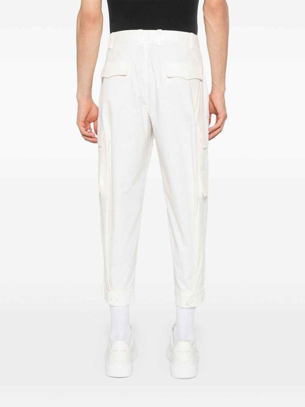 Shop Neil Barrett Tapered Cargo Trousers In White