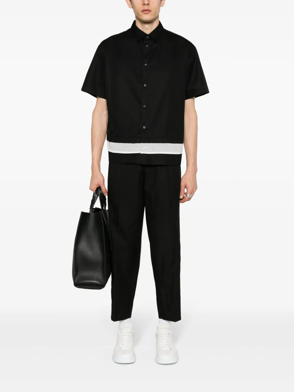 Shop Neil Barrett Layered Cotton Shirt In Black