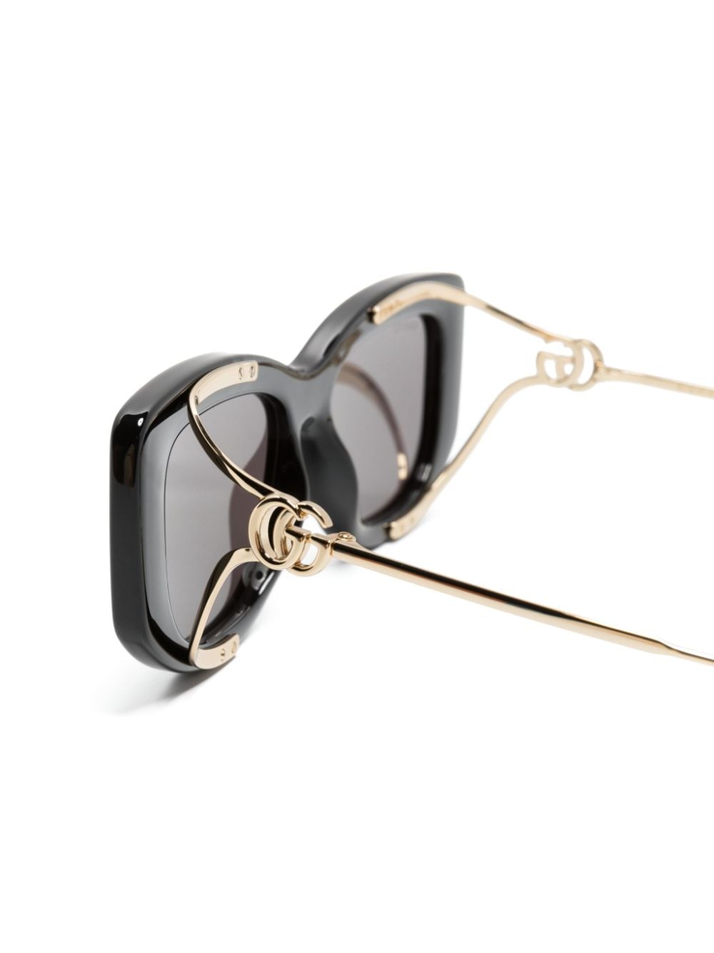 Shop Gucci Rectangle-frame Sunglasses In Gold