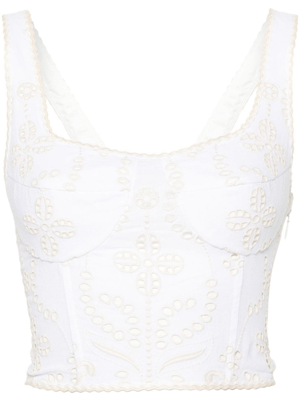 Charo Ruiz Mariel Embroidery Cropped Top In White