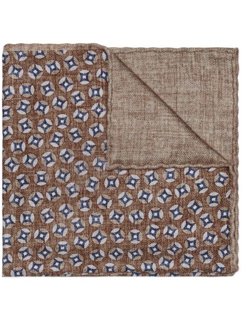 Brunello Cucinelli geometric-pattern silk pocket scarf Men