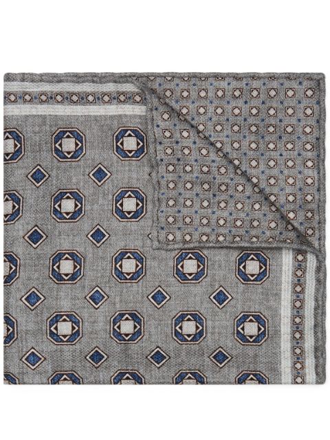 Brunello Cucinelli geometric-pattern silk pocket scarf Men