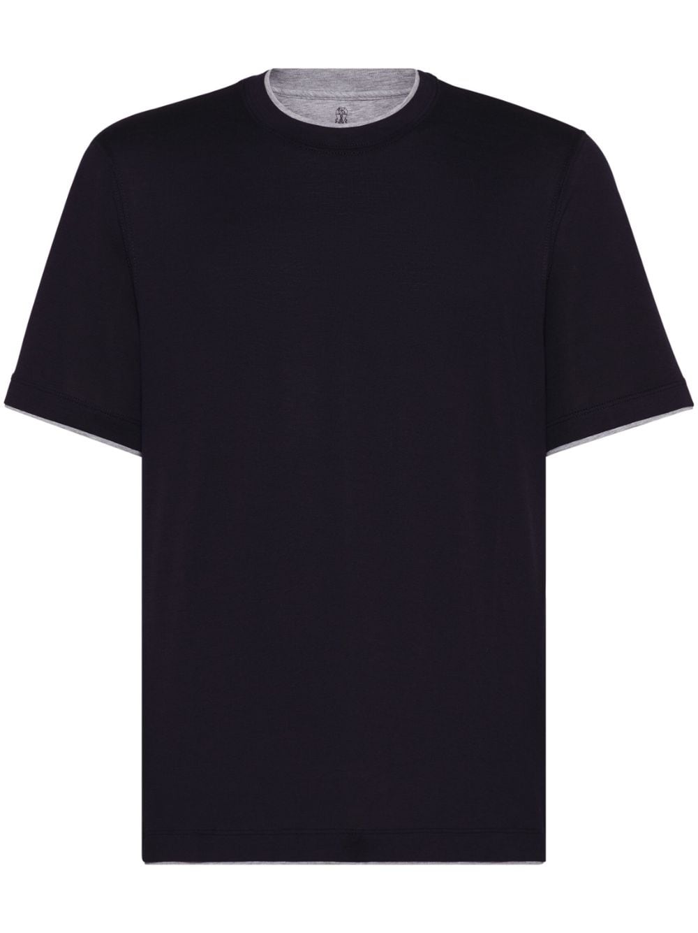 Brunello Cucinelli contrasting-trim jersey T-shirt Blauw