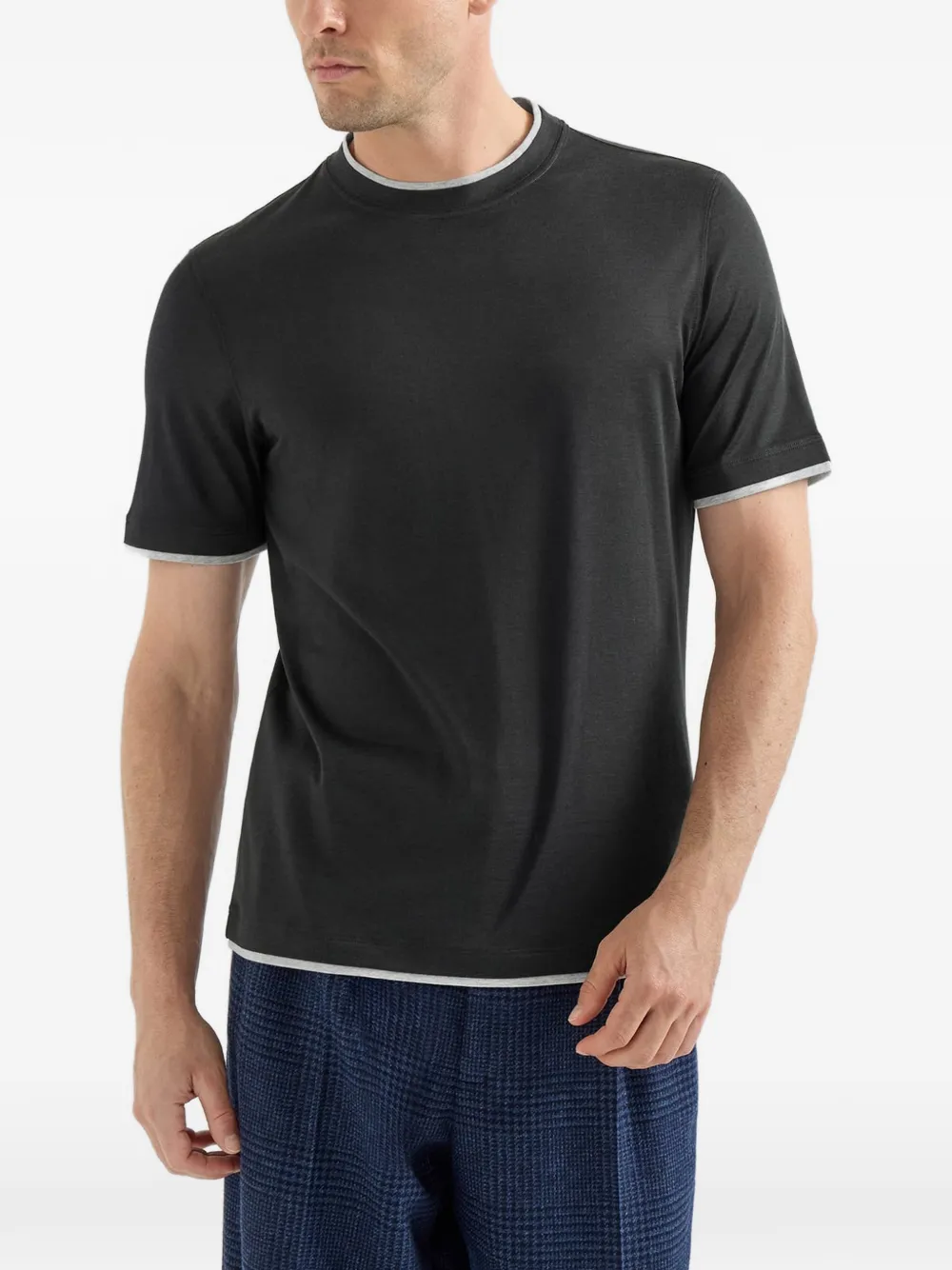 Brunello Cucinelli T-shirt met gelaagd detail Zwart