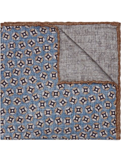 Brunello Cucinelli geometric-pattern silk pocket scarf Men