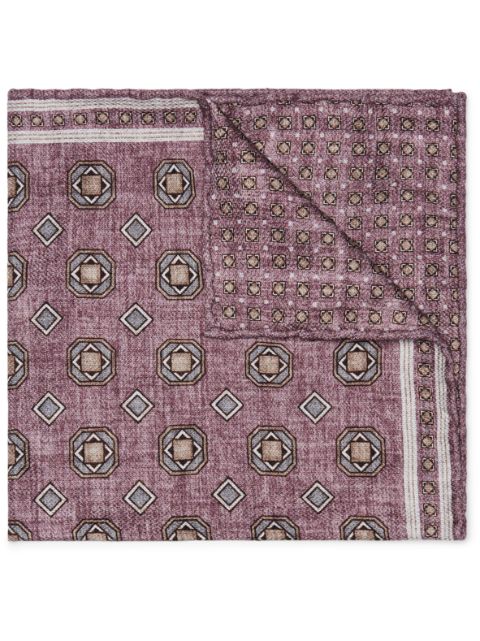 Brunello Cucinelli geometric-pattern silk pocket scarf Men