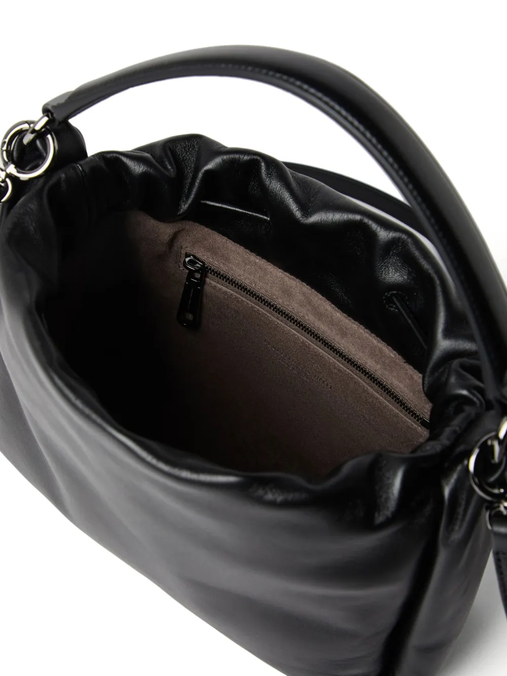 Brunello Cucinelli Mellow kleine leren bucket-tas Zwart