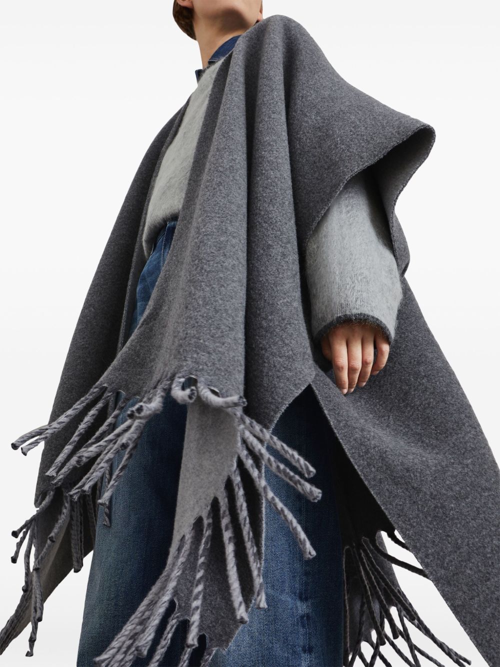 Buy cheap and authentic Brunello Cucinelli fringed-edge wool-cashmere cape Women