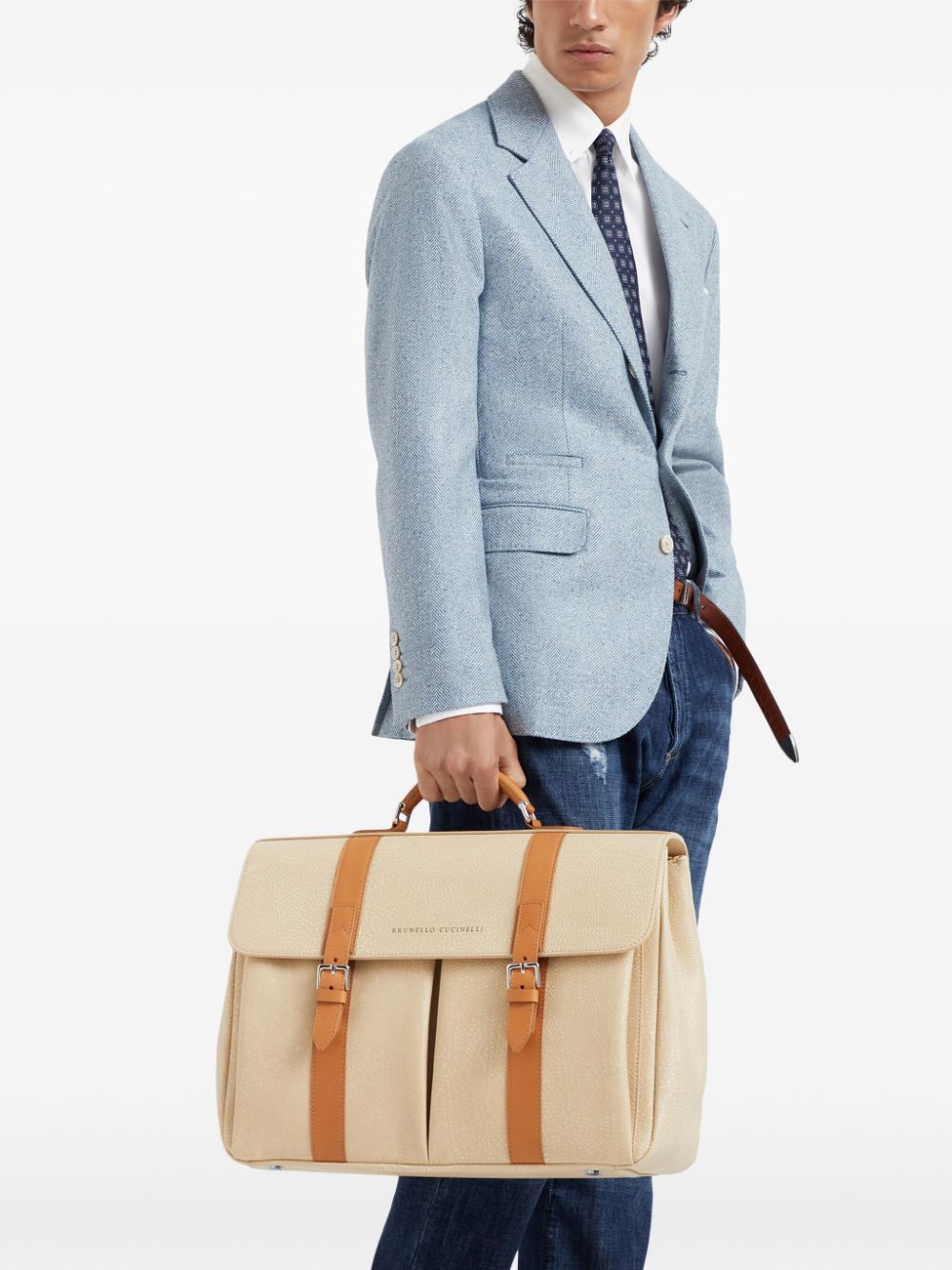 Brunello Cucinelli leather briefcase - Beige