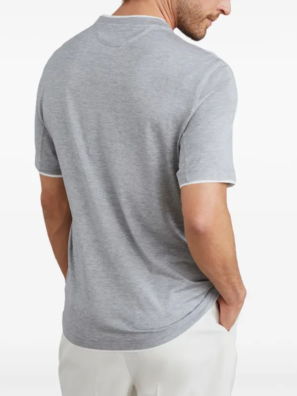 【送料&関税込】Brunello Cucinelli Contrasting Edges T-shirt Brunello Cucinelli contrasting-trim Jersey T-shirt | Grey