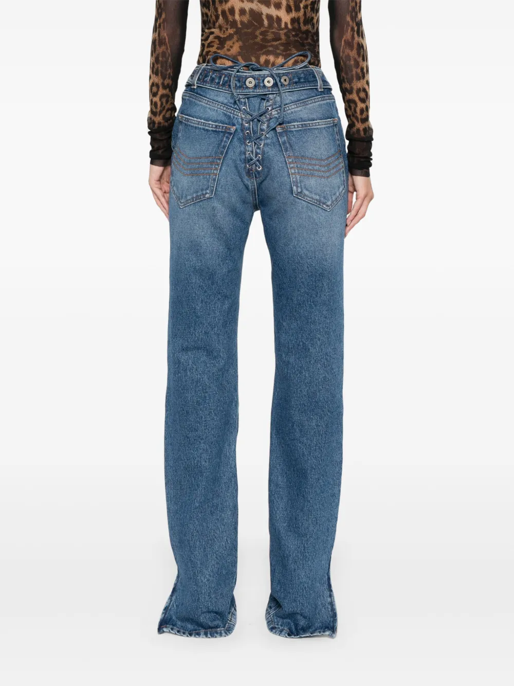 Jean Paul Gaultier Jeans met veters Blauw