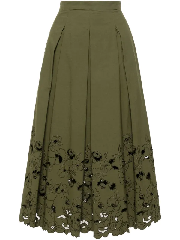 【特価】 スカート フローラル ERDEM | JP FARFETCH | グリーン スカート