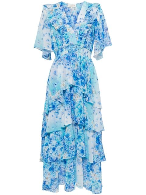 Hale Bob floral-print flared-cuffs maxi dress