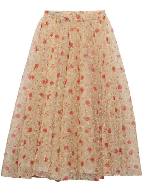 Prada Printed nylonette midi skirt