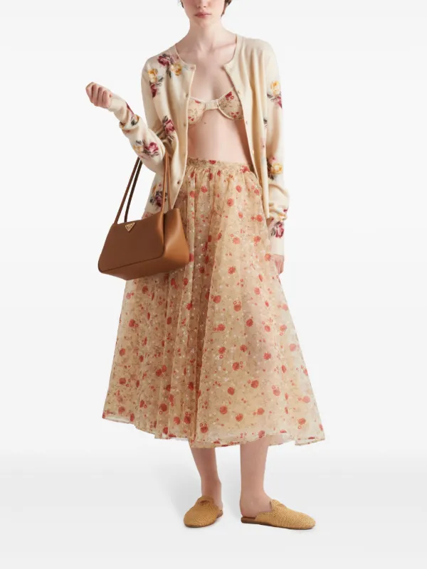 Prada Printed Nylonette Midi Skirt | Red | FARFETCH Prada Printed Nylonette Midi Skirt | Red | FARFETCH