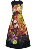 Oscar de la Renta Rainbow Flower Marble faille dress - Black