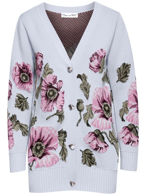 Oscar de la Renta cardigan à fleurs en jacquard