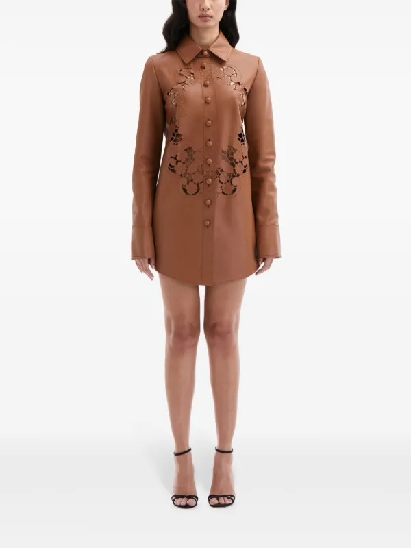 Laser Cut Floral Leather Blouse 2