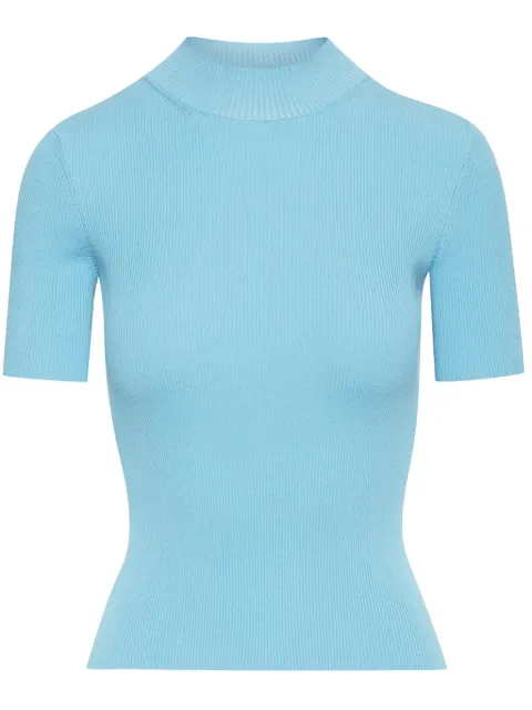 Oscar de la Renta ribbed-knit silk-blend top
