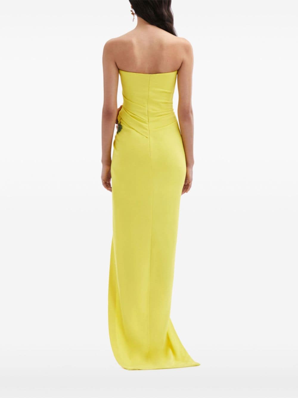 Shop Oscar De La Renta Floral-appliqué Gown In Yellow
