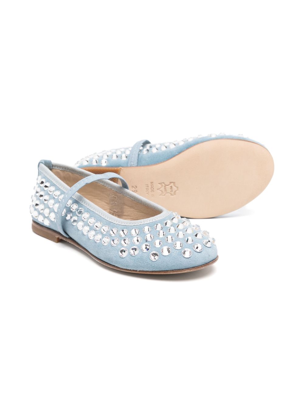 Gallucci Kids crystal-embellished ballerina shoes - Blue