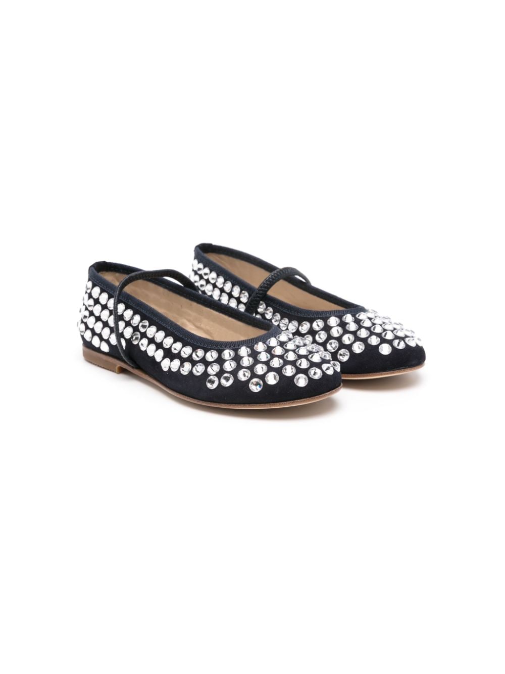 Gallucci Kids' Crystal-embellished Ballerina Shoes In Black