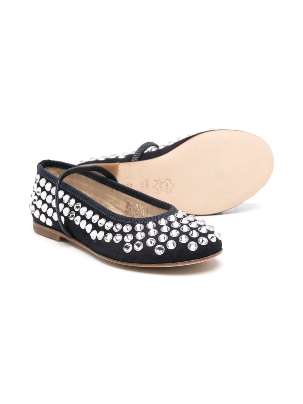 Shop Gallucci Crystal-embellished Ballerina Shoes In Blue