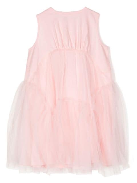 tulle-overlay cotton dress