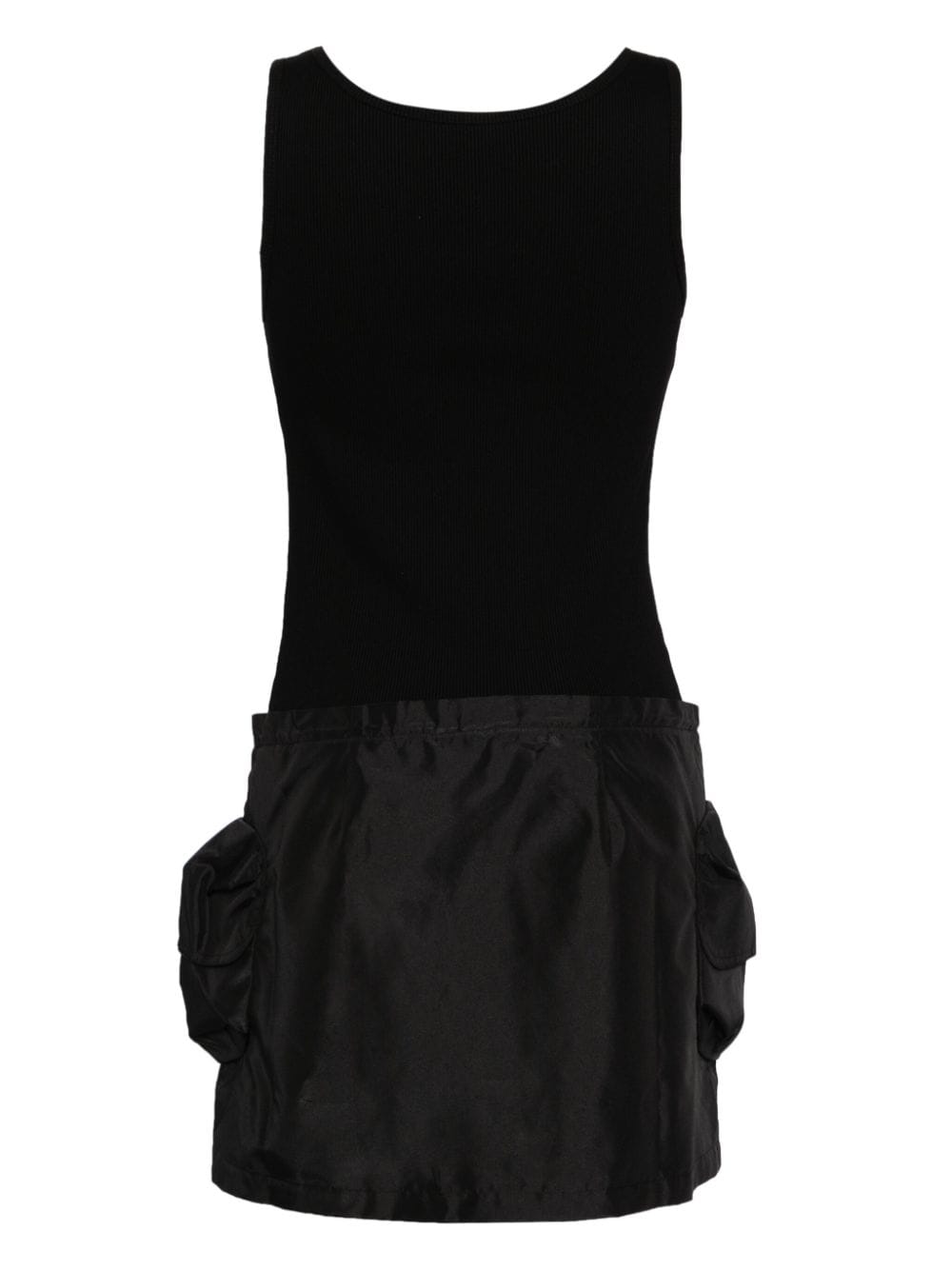 Shop Jnby Contrasting-fabrics Sleeveless Minidress In Black