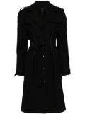 Louis Vuitton Pre-Owned pinstriped belted wool coat - Black