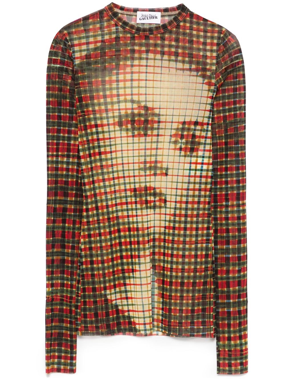 graphic-print tartan top