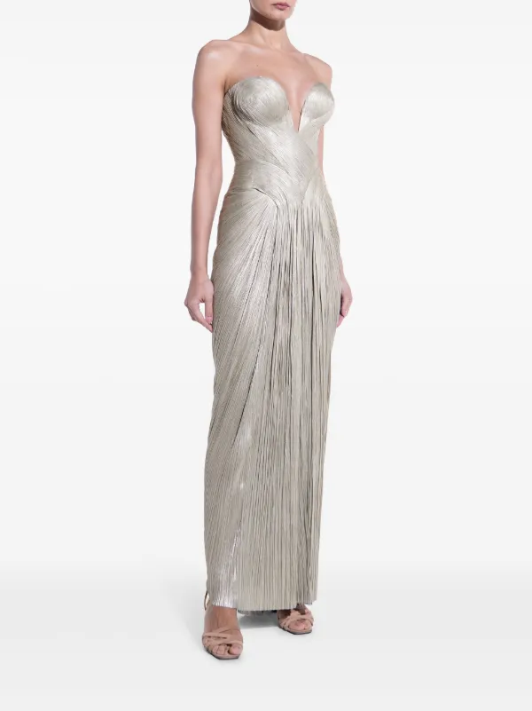 Maria Lucia Hohan Bustier front-slit Gown | Silver | FARFETCH