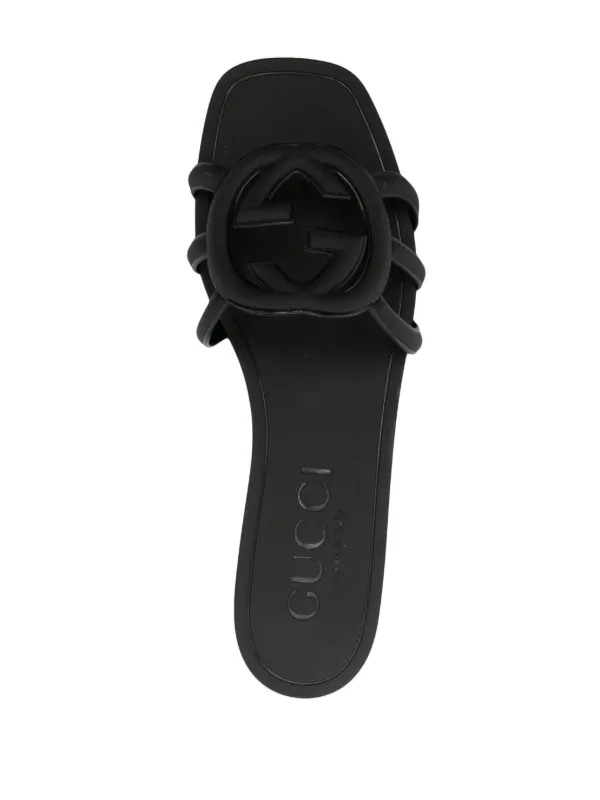 Gucci Interlocking G Slides | Black | FARFETCH