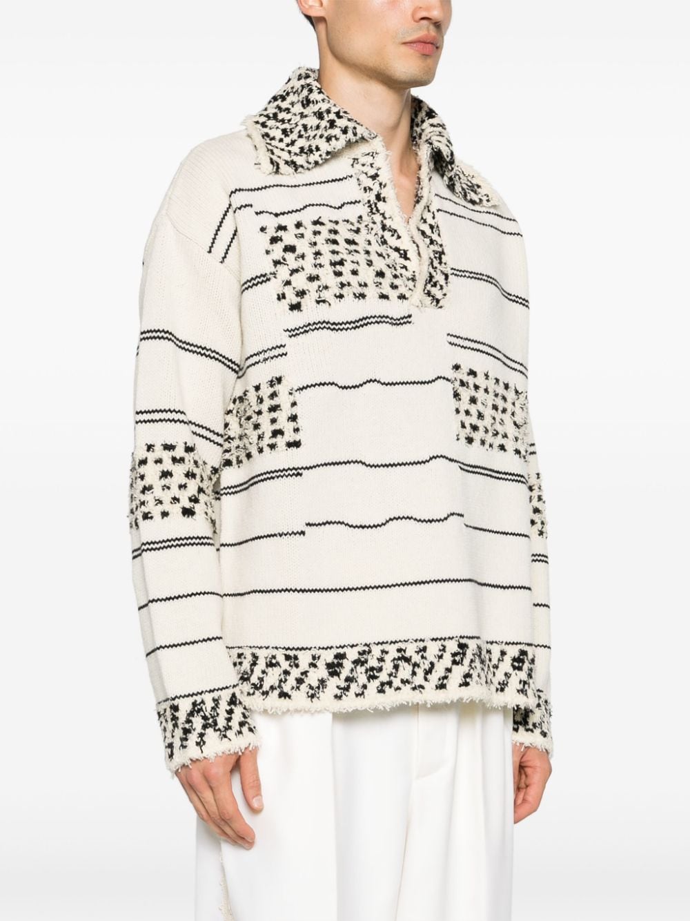 Shop Bottega Veneta Striped Chunky-knit Jumper In Neutrals