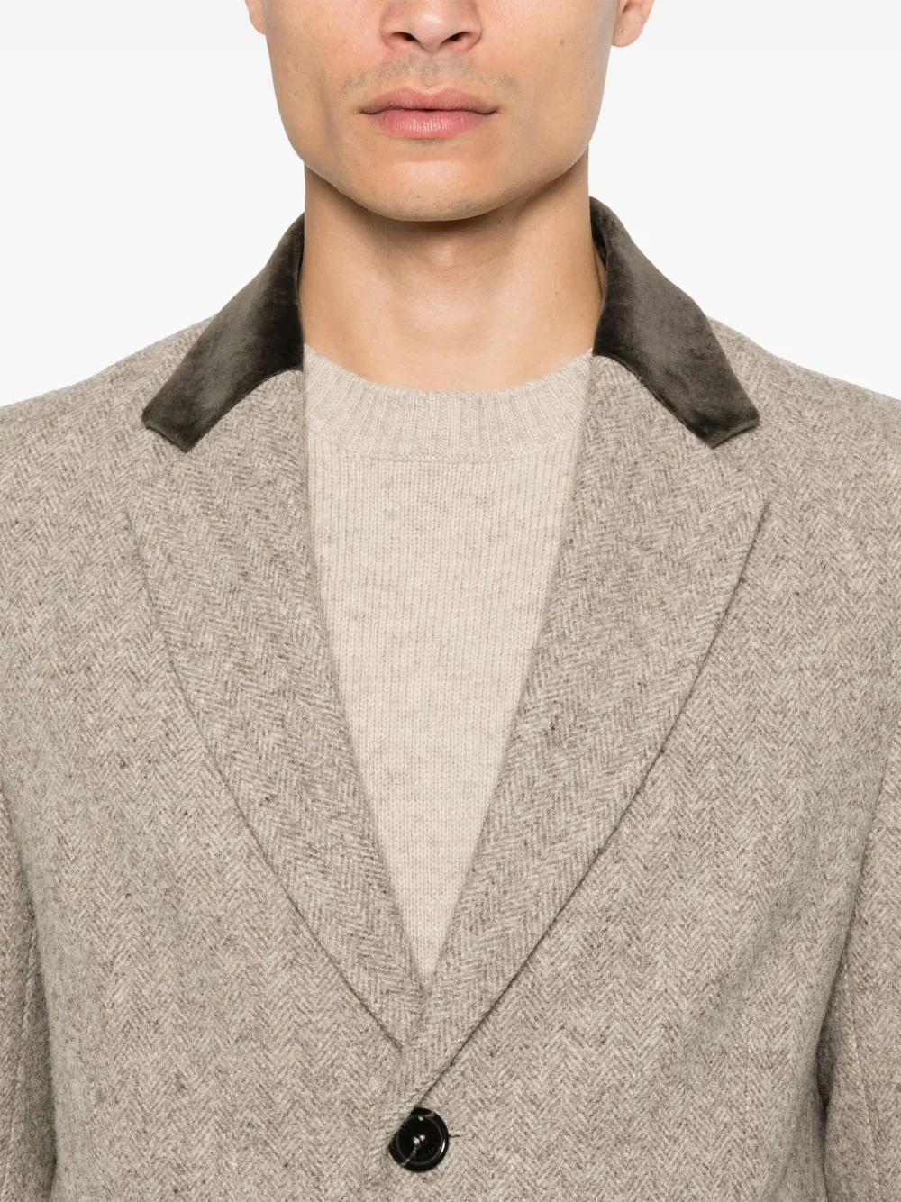 FURSAC Jas met visgraatpatroon Beige