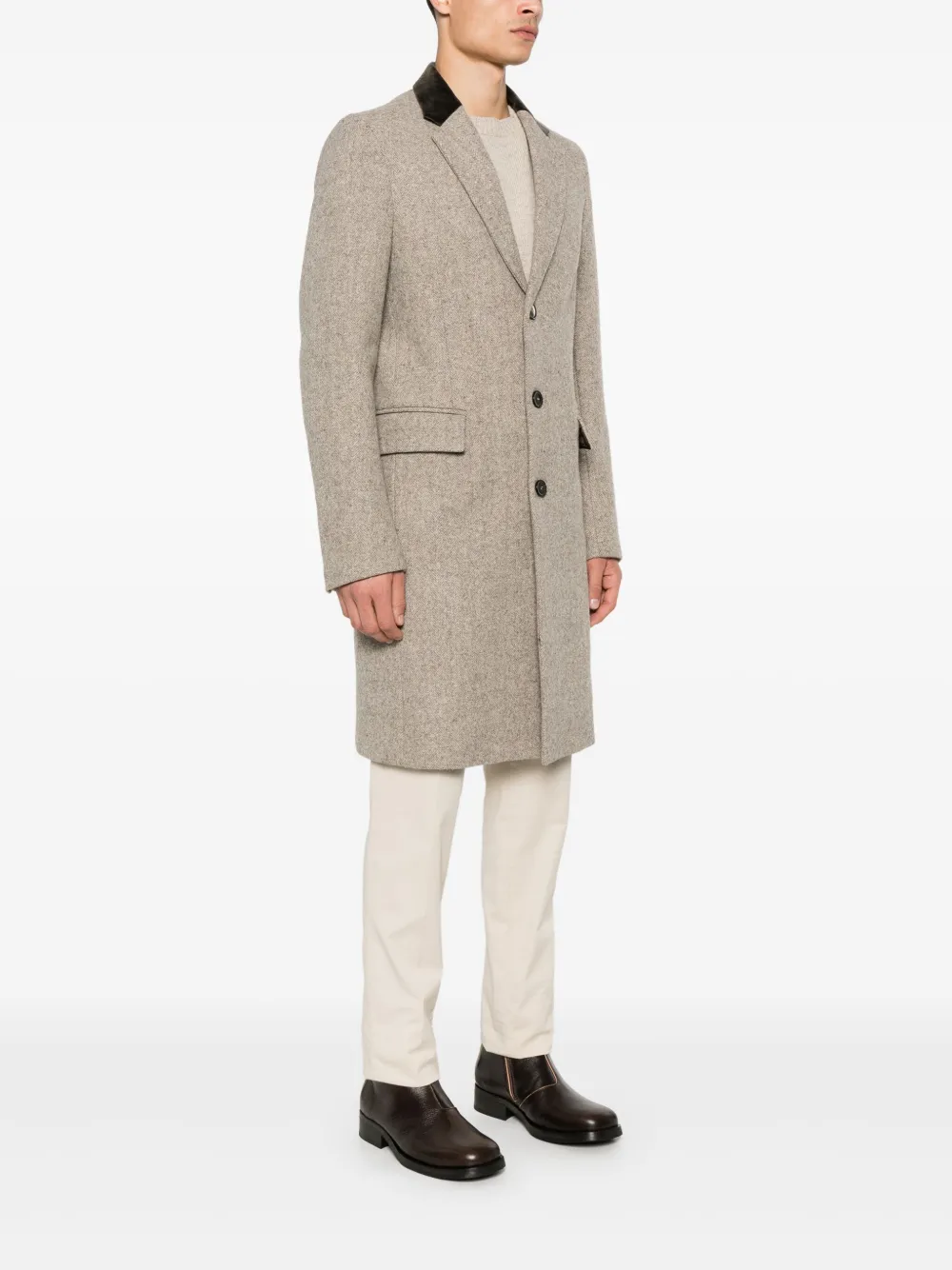 FURSAC Jas met visgraatpatroon Beige
