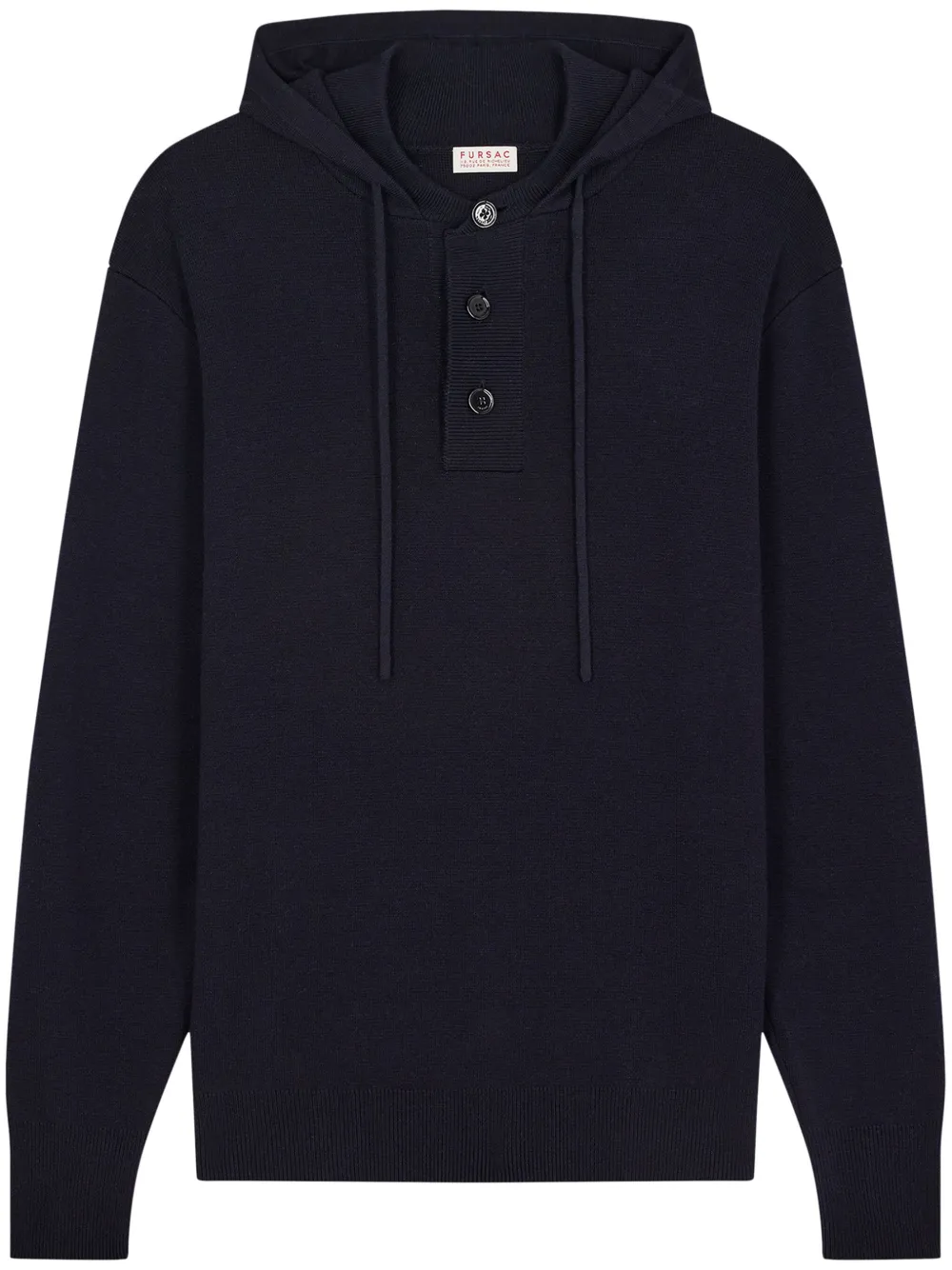 FURSAC buttoned knitted hoodie | Blue | Image 1