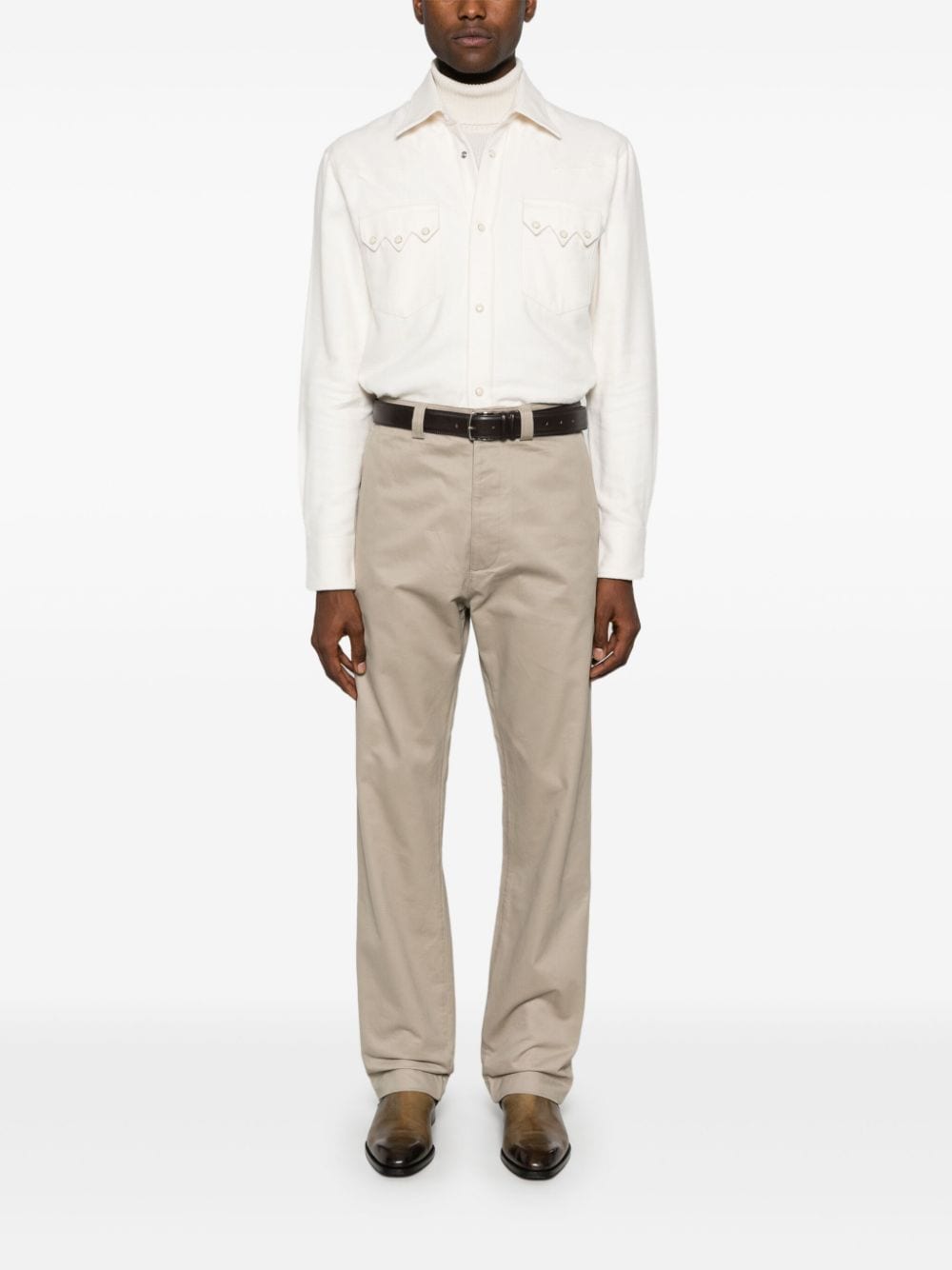 Shop Fursac Twill Chino Trousers In Neutrals