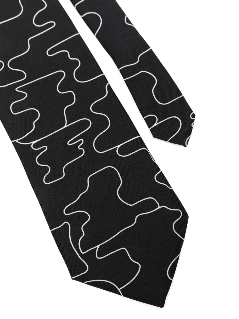 FURSAC patterned silk-satin tie - Zwart