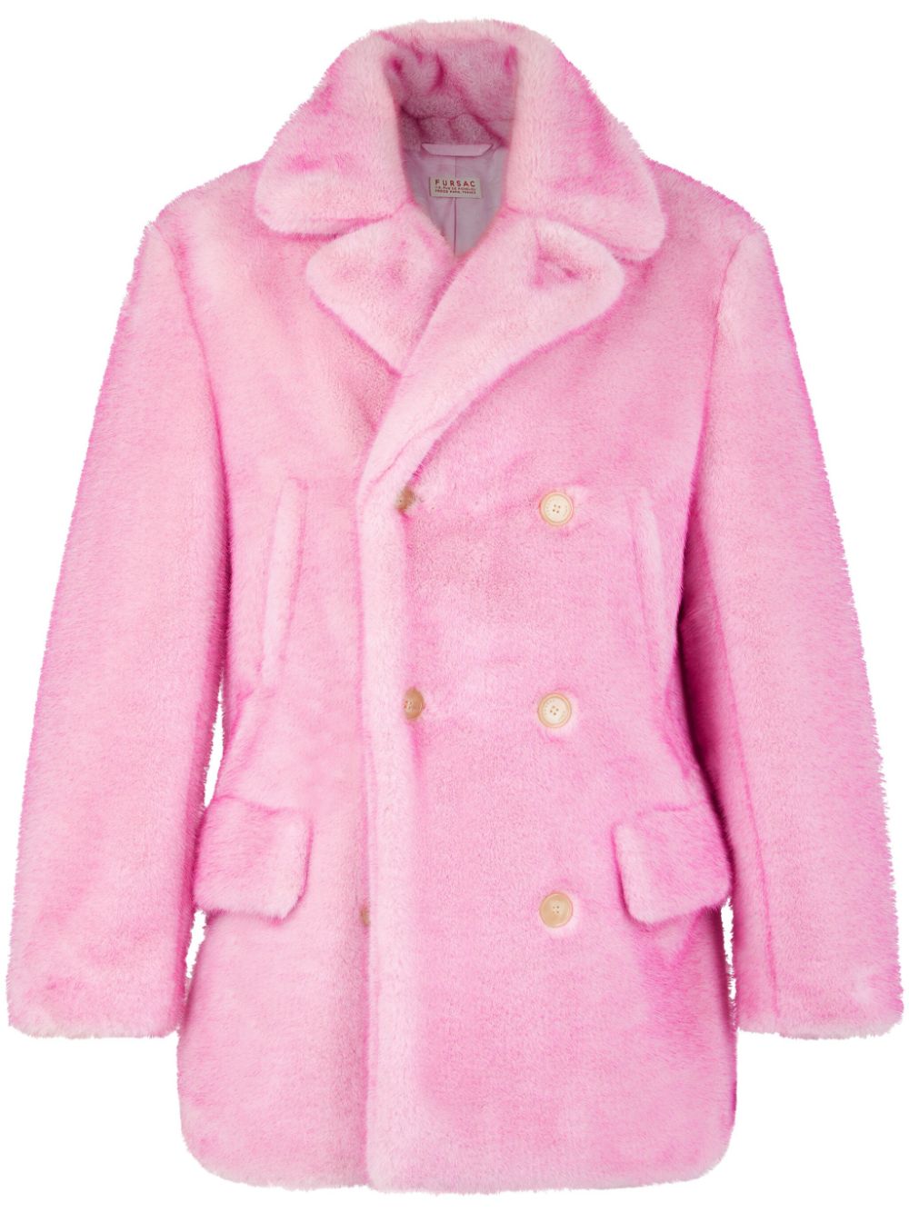 FURSAC faux-fur double-breasted coat - Pink