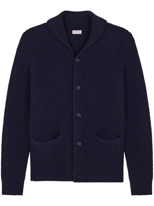 FURSAC Chunky-knit Wool Cardigan in Blue