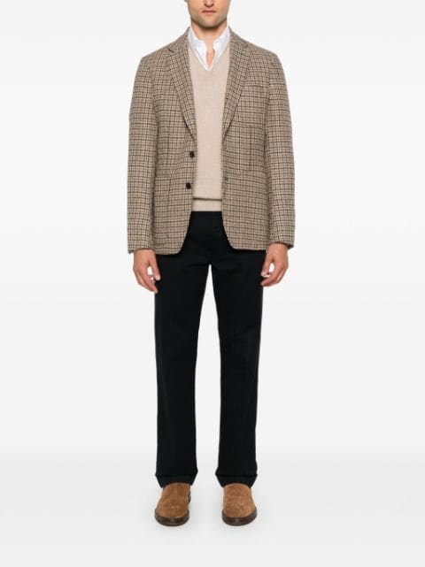 houndstooth-pattern wool blazer