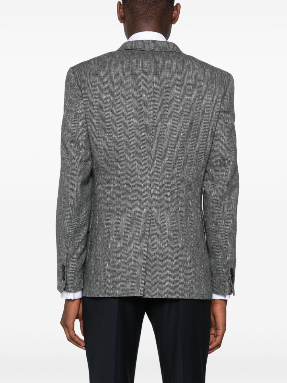 Shop Fursac Herringbone Blazer In Grey