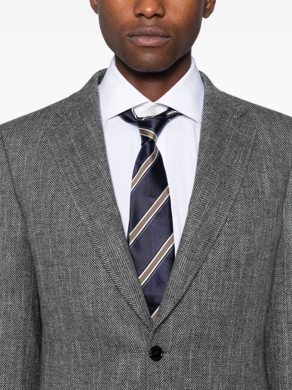 Shop Fursac Herringbone Blazer In Grey